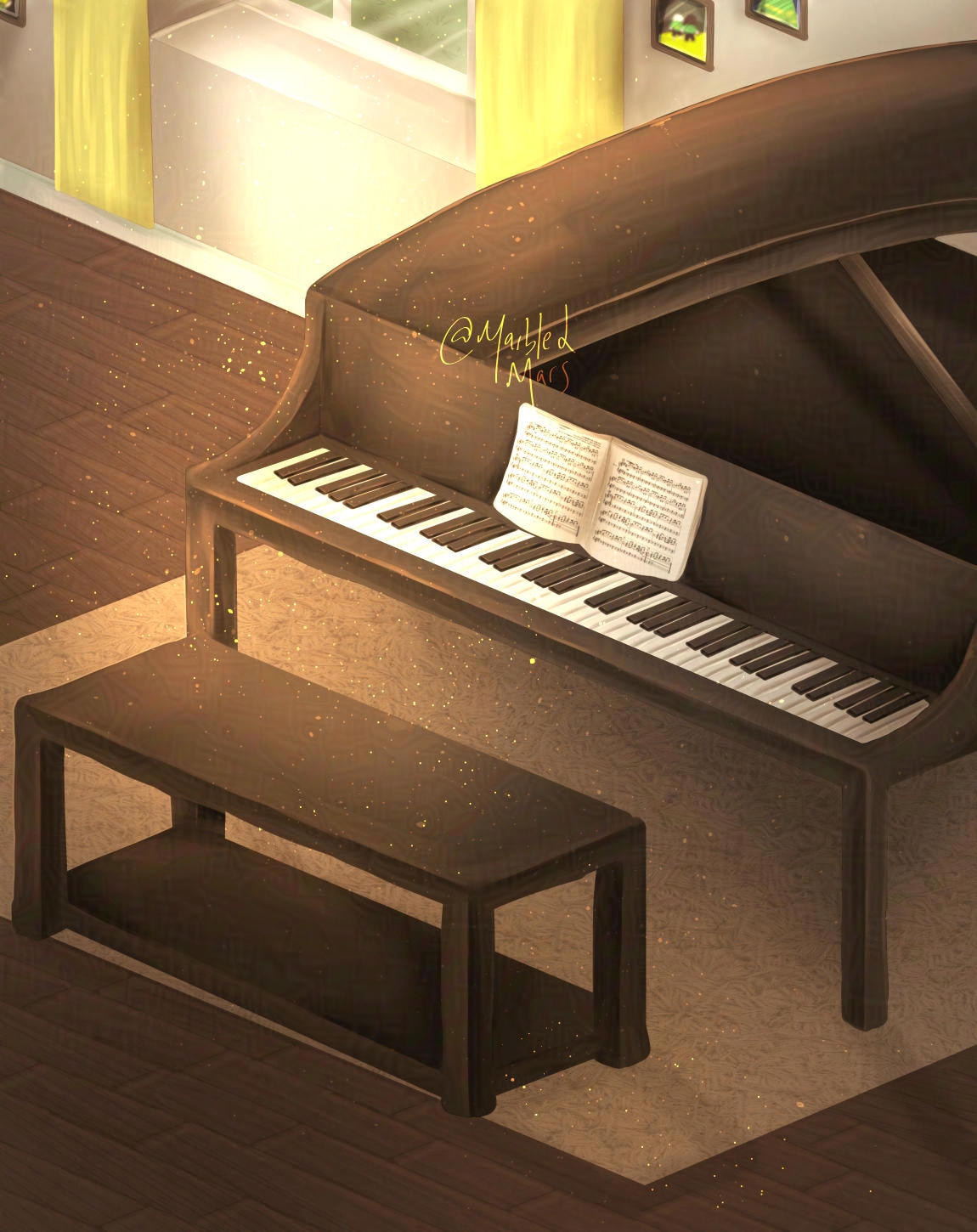 The piano, from 2021. Digital illustration.